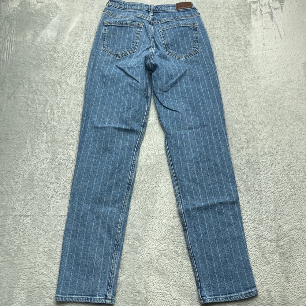 Hollister Ultra High Rise Mom Jeans Women 5 27x27 Blue Pinstripe Vintage Stretch - Picture 6 of 8